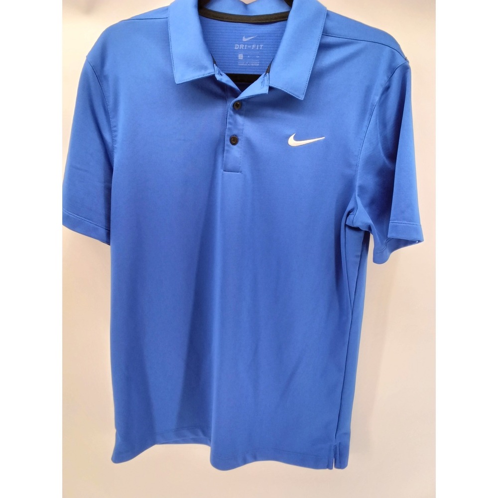 NIKE‎ Dri-FIT Polo Shirt Mens Small Blue Short Sleeve Golf Performance Swoosh